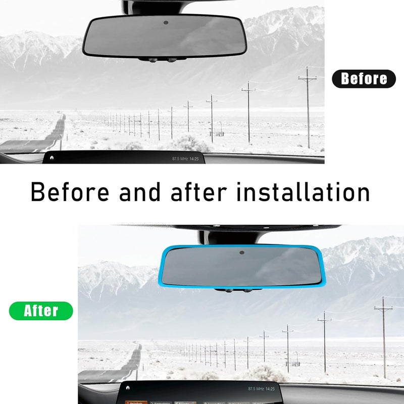 Wevdn Rear View Mirror Protector Frame, Silicone Car RearView Mirror Cover Compatible with Model 3 and Y, Auto Interior Decoration Gifts, Car Accessories (Sky Blue) - Image 5